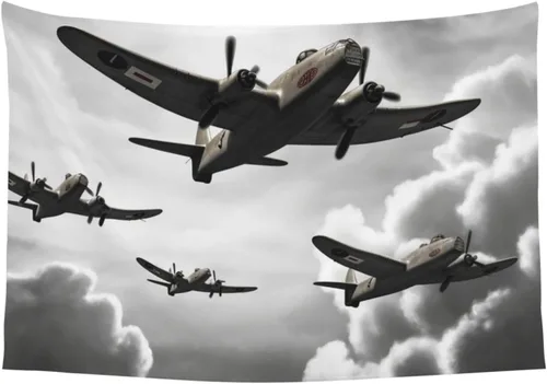 Vista 9 de VTCTOASY Tapiz estampado de la Segunda Guerra Mundial para colgar en la pared, bonito tapiz de pared para dormitorio, sala de estar, 60 x 40 pulgadas