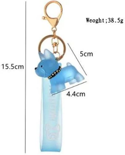 Vista 6 de Ergugos Llavero de bulldog francés de dibujos animados lindo adorno transparente para perro, llavero de resina de cristal para cachorros, llavero