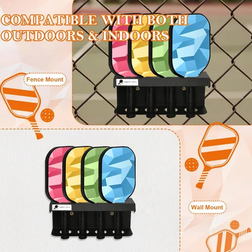 Vista 4 de Soporte para raquetas de pickleball con capacidad para 4/12 palas de pickleball con etiqueta para rastrear a los jugadores siguientes, soportes