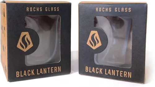 Vista 5 de Juego de vasos de whisky de paisaje de playa Black Lantern Juego de 2 vasos estilo antiguo de 11 oz Vasos de cóctel con base pesada en caja