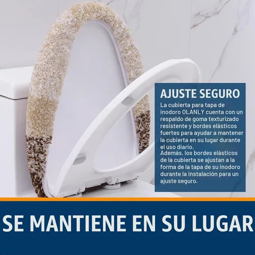 Vista 4 de OLANLY Funda de asiento de inodoro de microfibra suave para baño, cubiertas de asiento lavables a máquina, 17.5x15 pulgadas, con respaldo de goma