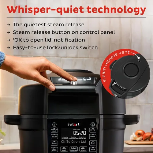 Vista 6 de Instant Pot Duo Crisp Ultimate Lid, combo de freidora de aire y olla a presión 13 en 1, saltear, cocción lenta, hornear, vapor, calentar, asar
