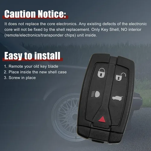 Vista 6 de X AUTOHAUX 2 unids 5 botones sin cortar insertar llavero entrada sin llave control remoto caso Shell para Land para Rover Freelander Discovery 2