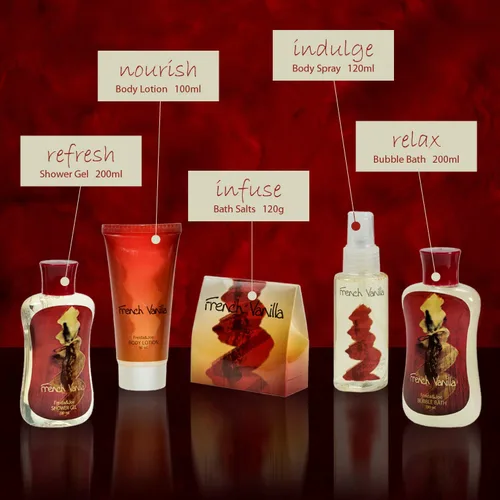 Vista 3 de Cesta de regalo de baño y cuerpo para mujeres y hombres, colección de baño y cuerpo de vainilla francesa, incluye gel de ducha, baño de burbujas