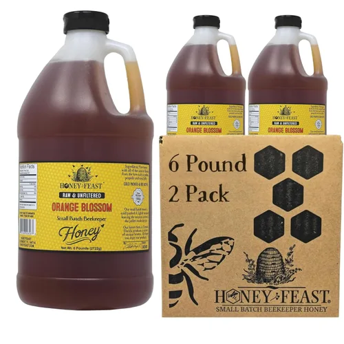 Vista 20 de HONEY FEAST 6 Libras de Miel en Granel Mezcla para Alergias - Vast American, Elaborada en Florida, Cruda y Sin Filtrar, Alto Contenido de Polen