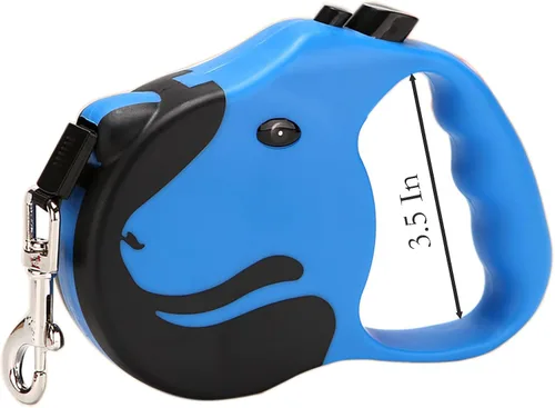 Vista 2 de Correa retráctil para perro, cuerda automática azul de 16 pies con interruptor y mango antideslizante para pasear a un perro (azul)