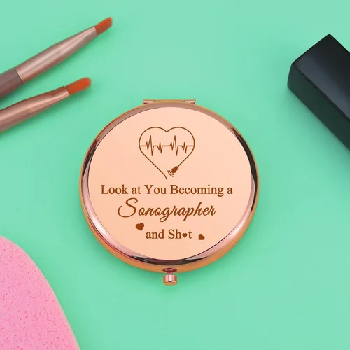 Vista 5 de Sonography Tech Sonographer - Espejo de maquillaje compacto para mujer, espejo de maquillaje plegable con tecnología de ultrasonido
