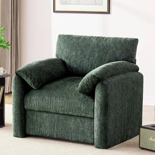 Vista 20 de Howjoe Sillón Extragrande de Chenilla, Sillas de Acento de 38.6 Pulgadas de Ancho para Sala de Estar y Dormitorio Silla de Descanso Moderna, Silla