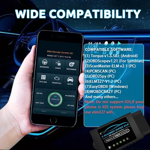 Vista 4 de Obd2 Bluetooth ELM327 v1.4 Escáner con chip original PIC18F25K80, lector de código de automóvil compatible con vehículos de 1996+, funciona