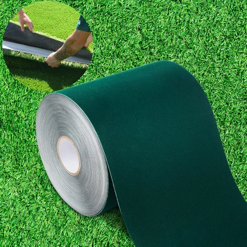 Vista 8 de Cinta de costura de césped artificial de 6 x 33 pies, cinta autoadhesiva para unión de césped falso, conexión de alfombras al aire libre, alfombra