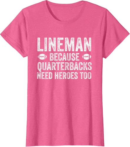 Vista 73 de Lineman Because Quarterbacks Need Heroes Camiseta de fútbol linieros S Negro
