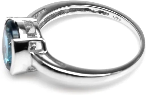 Vista 4 de Silvershake Anillo solitario de plata de ley 925 con forma ovalada genuina de 0.394 x 0.315 in para mujer