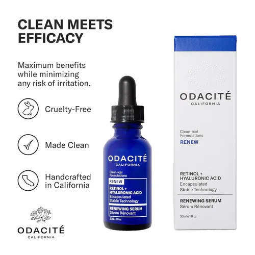 Vista 5 de Odacité - Suero facial renovador de retinol y ácido hialurónico – Suero facial antienvejecimiento de lujo para líneas finas, arrugas e