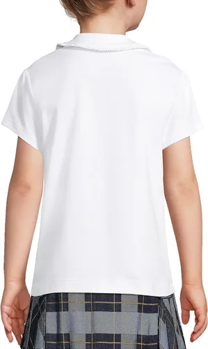 Vista 2 de Lands' End Camisa de punto de manga corta con volantes y cuello Peter Pan para niñas