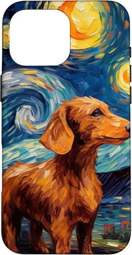 Vista 19 de Carcasa para iPhone 16 Dachshund Dog Starry Night Van Gogh Dachshund
