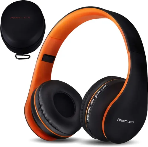 Vista 13 de PowerLocus - Audífonos inalámbricos Bluetooth para usar sobre las orejas, estéreo, plegables, con cable y micrófono incorporado para iPhone