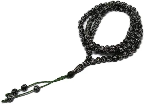 Vista 4 de Musulmán Tasbih 99 Cuentas AMN-241 Islam Oración Rosario de adoración islámica Oración Misbaha Ceremonia religiosa Eid Ramadán Regalo (negro)