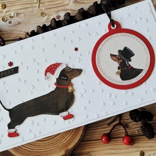 Vista 3 de Troqueles de metal de Navidad, lindo animal salchicha perro festival troquelado plantillas de bricolaje manualidades tarjetas cortes para hacer
