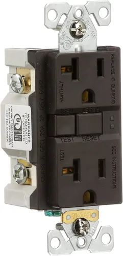 Vista 6 de Eaton GFCI - Receptáculo dúplex de autoprueba 20A -125V con placa de pared de tamaño estándar, color marrón