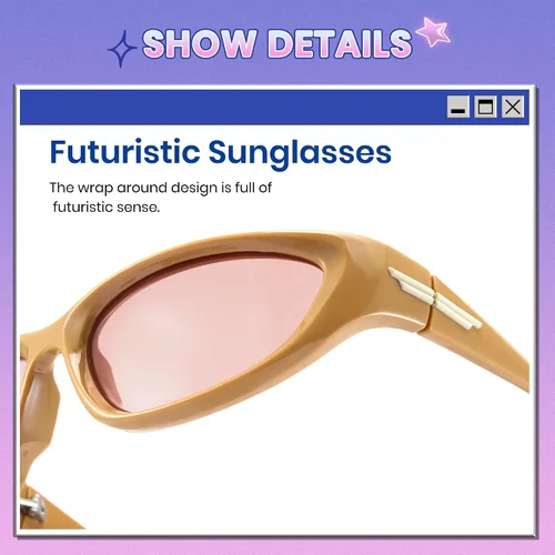 Vista 4 de Cyxus Y2K Sunglasses Wrap Around Futuristic Sunglasses Women Men Swift Oval Fashion Sport Shades Trendy Sun Glasses 1084