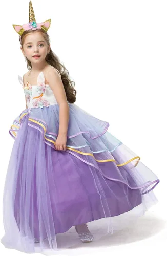 Vista 3 de HNXDYY Girls Princess Dress up Costume Kid Cosplay Party Dress