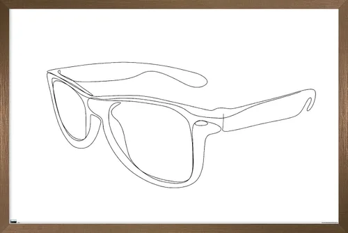 Vista 16 de Trends International LÍNEA Y CEPILLO - Póster de pared de lentes de sol de línea continua, 22.37 x 34.00 pulgadas, versión enmarcada de caoba
