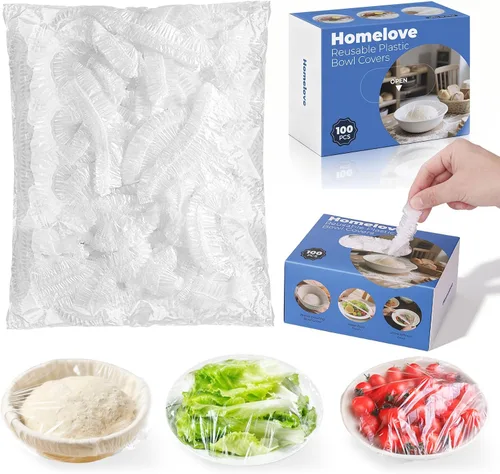 Vista 16 de Homelove 100 fundas para tazones a prueba de pan, envoltura de plástico grande para alimentos, masa madre, pan, horneado, elástico, reutilizable