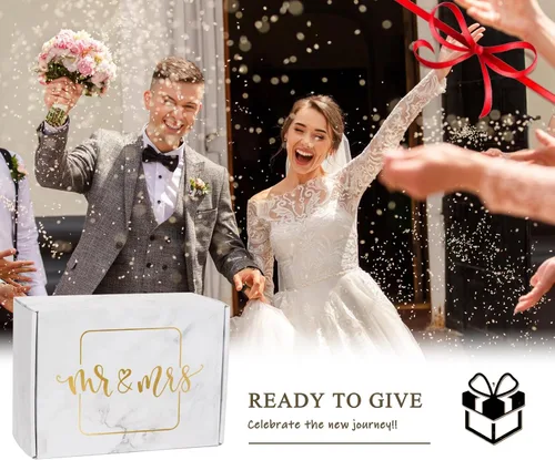 Vista 3 de Regalos de boda para pareja (juego de 11 piezas), cestas de compromiso geniales para recién casados, caja única de señor y señora para novia