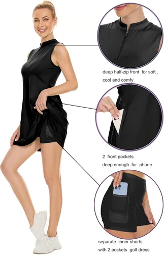 Vista 5 de HARTPOR Women Athletic Dress with Shorts Sleeveless Golf Tennis Dress with Pockets