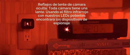 Vista 6 de Mic-Lock Buscador de cámara - Detector de cámara oculta anti espía - Asegura tu espacio (negro)