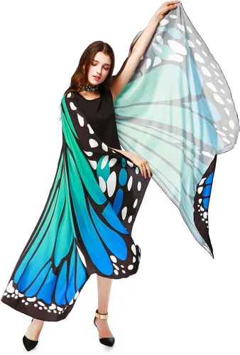 Vista 6 de AWAYTR Chal de alas de mariposa para mujer capa de hadas para mujer accesorio de disfraz de Halloween
