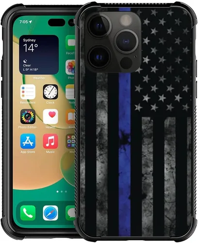 Vista 13 de DJSOK Funda para iPhone 11, Fundas para iPhone 11 con diseño de bandera de la policía estadounidense para hombres y mujeres, Funda trasera