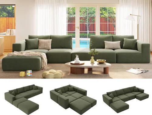 Vista 12 de Sofá modular de gran tamaño sin hueso de 150 pulgadas para sala de Beige