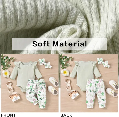 Vista 186 de Aalizzwell Conjunto de mameluco acanalado para bebé recién nacido prematuro para otoño e invierno