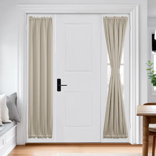 Vista 55 de Deconovo Cortinas opacas para puerta, bolsillo para cortinero y cortinas de bloqueo con aislamiento térmico para dormitorio, 137.16 x 189.2 cm, azul