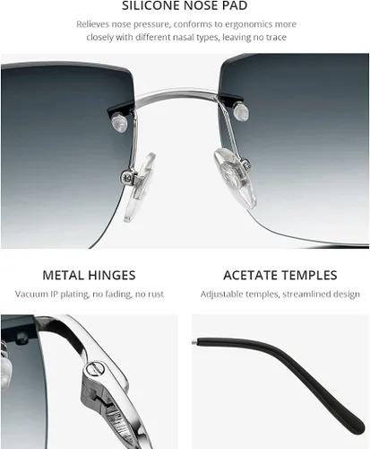 Vista 3 de HEPIDEM Gafas de sol cuadradas de gran tamaño para hombres con lente de nylon