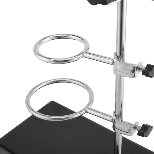 Vista 3 de Juego de 2 soportes de laboratorio de 16 pulgadas, juego de soporte de grado de laboratorio con base revestida, 4 anillos de retorta, 2 abrazaderas