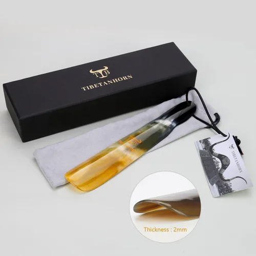 Vista 4 de Tibetanhorn Bocina para zapatos, cuerno de yak tibetano natural hecho a mano para hombres, mujeres, niños, botas y todos los zapatos (paquete de 2)
