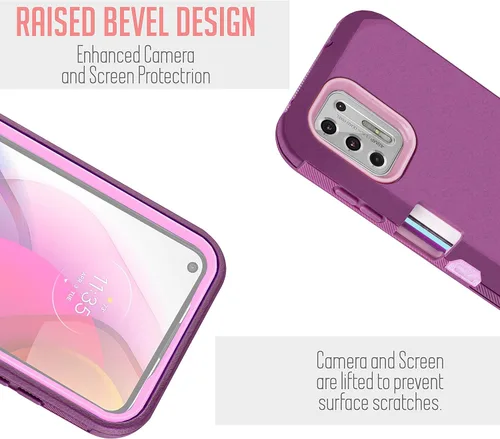 Vista 6 de Funda compatible con Motorola Moto G Stylus 2021, resistente, a prueba de golpes, cuerpo completo, protector de pantalla integrado, con soporte