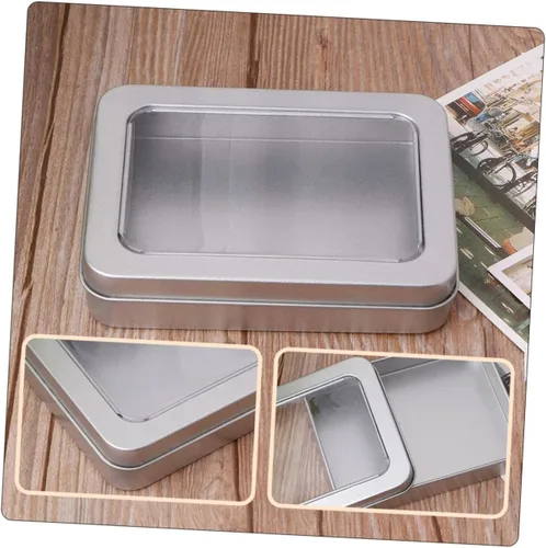 Vista 2 de UKCOCO Caja de almacenamiento USB, 4 unidades de caja vacía de metal para pulgar, caja de lata rectangular con tapa, tarro de almacenamiento