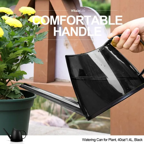 Vista 5 de WhaleLife Regadera interior para plantas de bonsái de casa (1.4L, negro)