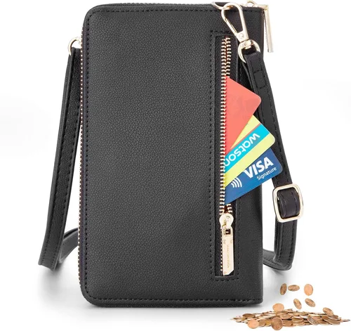 Vista 4 de Valentoria Bolso cruzado pequeño para teléfono celular, cartera de cuero para mujer