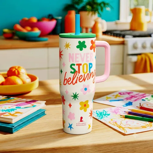 Vista 2 de Zak Designs Vaso aislado de 30 onzas que beneficia a St. Jude Never Stop