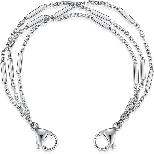 Vista 20 de LinnaLove Cadena intercambiable de acero inoxidable para pulseras de identificación de alerta médica para mujeres y hombres, No es una piedra