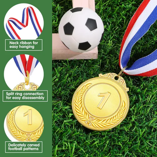 Vista 3 de Yinkin Medallas de oro para niños, medallas para niños, medallas ganadoras con cinta, medallas de primer lugar para competiciones deportivas