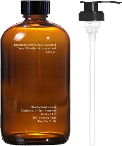 Vista 2 de Aceite de ricino Essentially KateS 16 onzas líquidas (botella de vidrio) - Aguacate + Sacha Inchi - Una botella de vidrio enorme con bomba - 100%