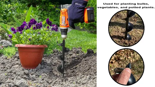 Vista 5 de Ashman - Broca de taladro de 3 x 14 pulgadas para plantar bulbos, un paquete