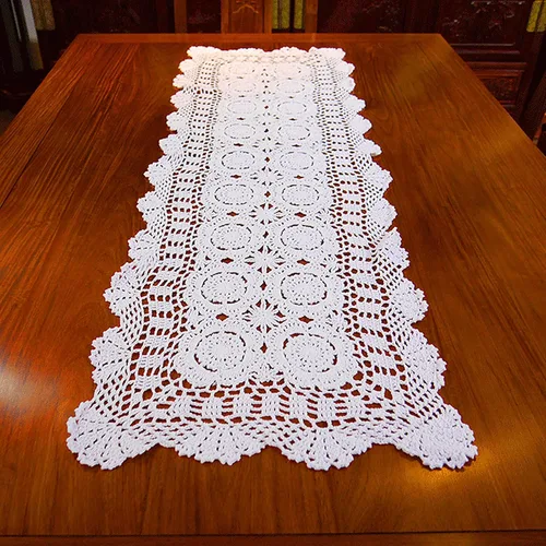 Vista 9 de Hsvanyr 15 x 27 pulgadas rectangular de algodón hecho a mano con encaje de ganchillo para mesa de café, tocador, bufanda, centros de mesa, decoración