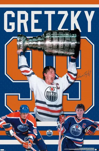 Vista 9 de Trends International Wayne Gretzky - Póster de pared de jersey, 22.4 pulgadas de largo x 14.7 pulgadas, versión enmarcada en madera de granero
