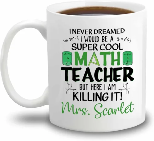 Vista 14 de Taza de cerámica blanca personalizada con nombre "A Day Without Math Is Like Just Kidding I Have No Idea", taza de café personalizada